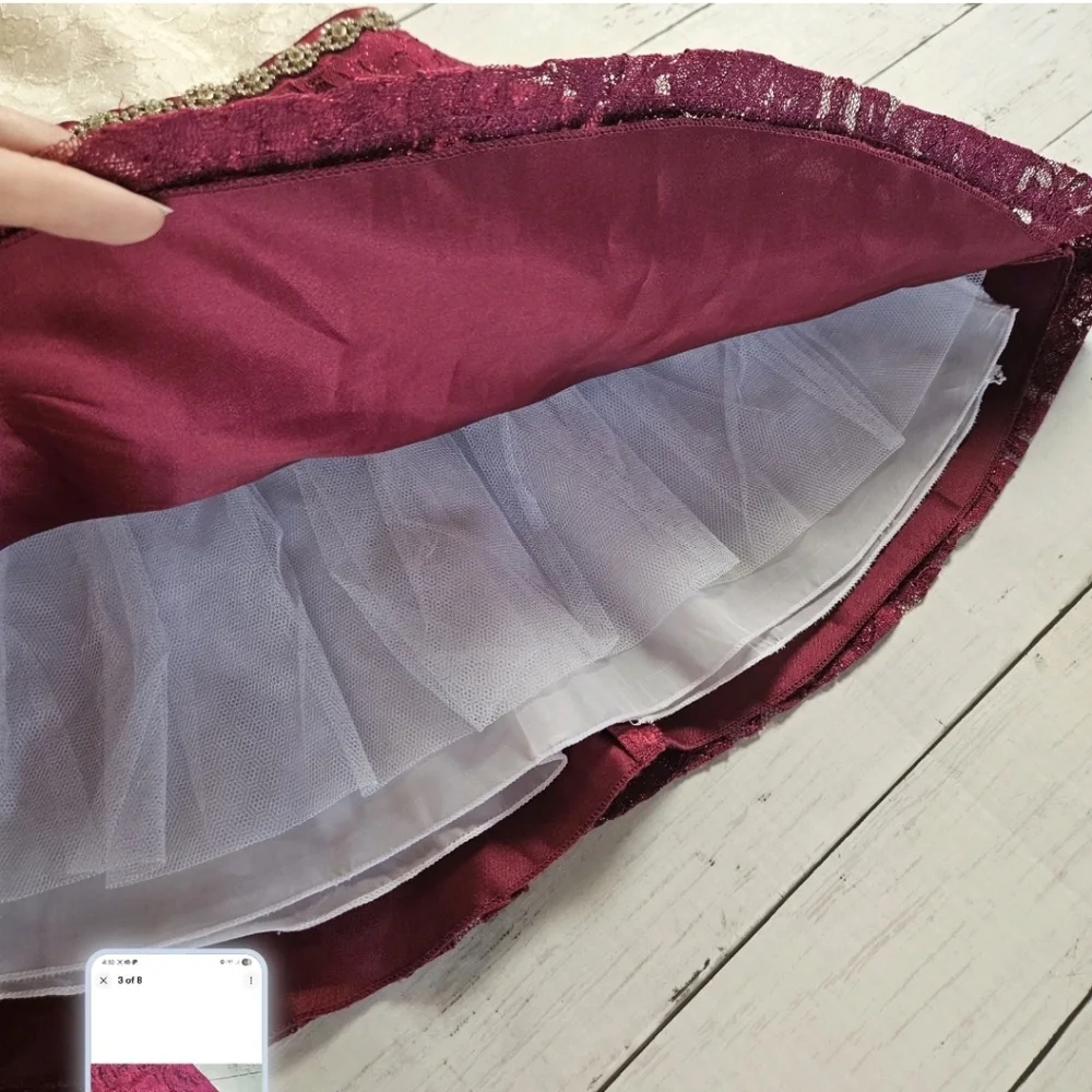 Sweet Charmers Burgundy Lace Overlay Dress‎ Size 3T Holiday Special Spring